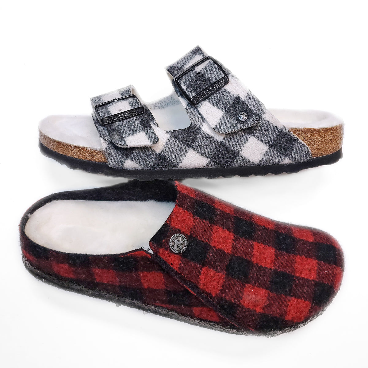 Birkenstock Arizona Genuine Lamb Fur Lined Red Plaid Slide Sandals.NIB Amazon.com | Birkenstock Arizona Shearling Suede Leather  main image 2