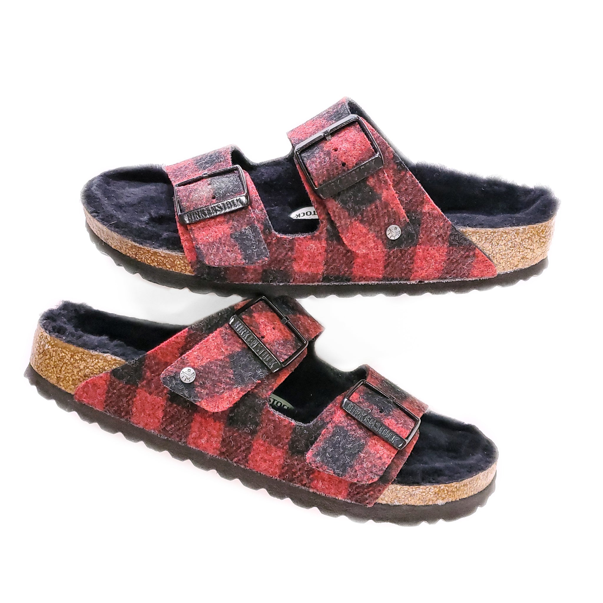 Birkenstock Arizona Shearling Plaid Red