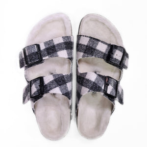 Birkenstock Arizona Shearling Plaid White