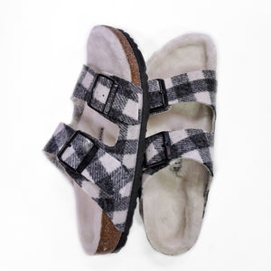 Birkenstock Arizona Shearling Plaid White sandal