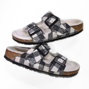 Birkenstock Arizona Shearling Plaid White