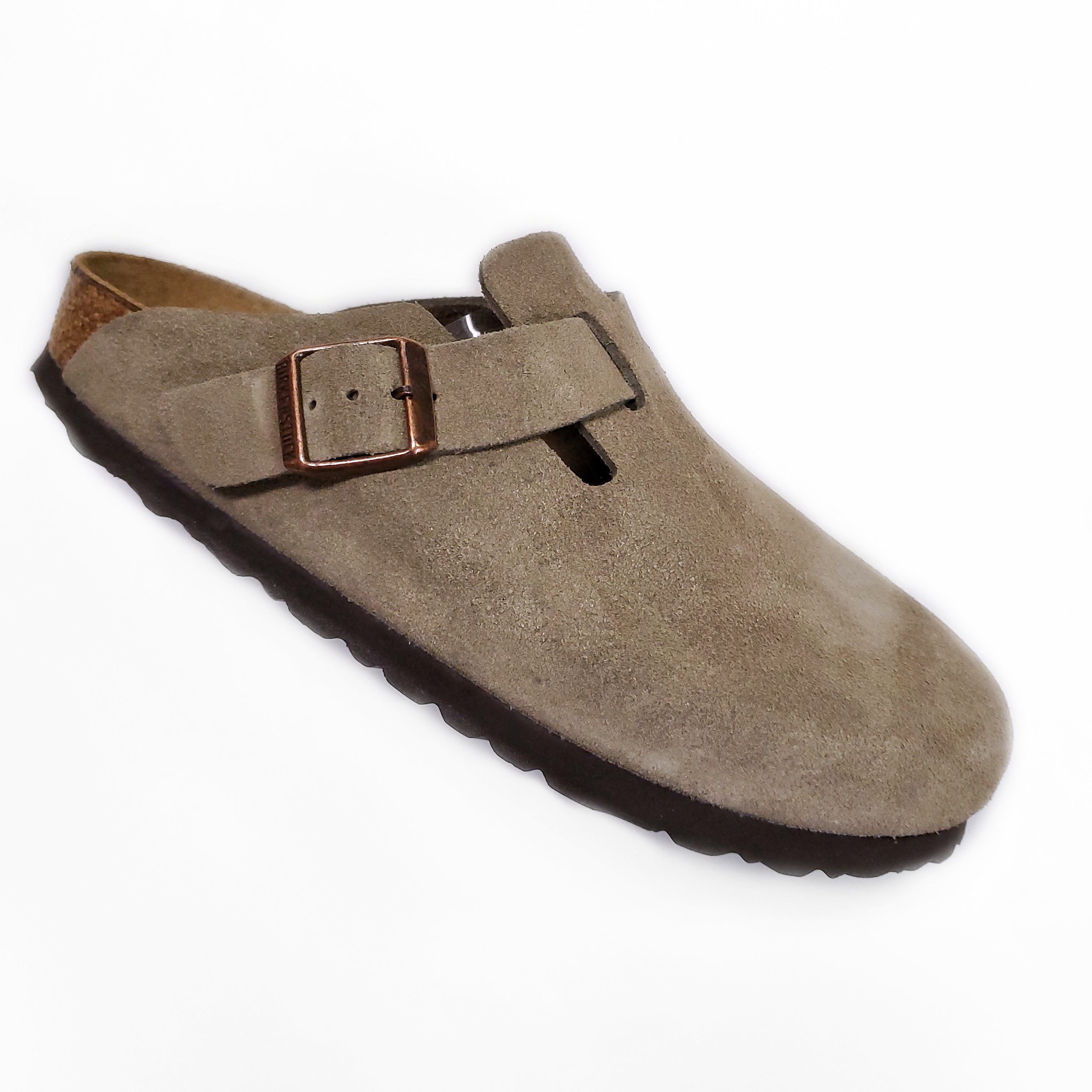 Birkenstock Boston Taupe Suede Soft Footbed – Birkenstock Attitudes